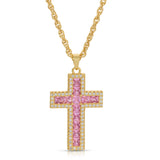 Isabella Cross Necklace - Pink