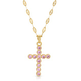 Francesca Cross Necklace - Pink
