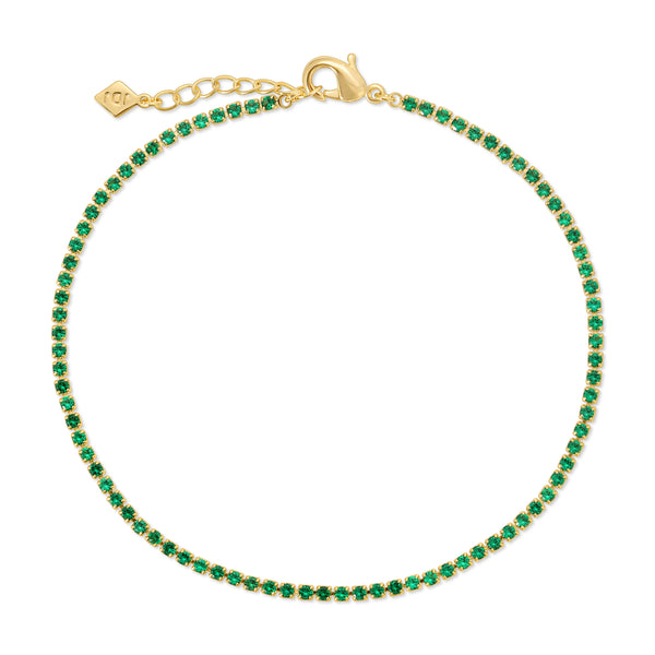 Gracie Tennis Anklet - Emerald
