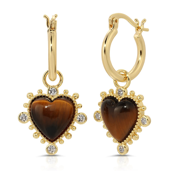 Heavenly Heart Hoops - Tiger's Eye