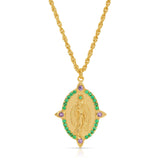 Guardian Angel Pendant Necklace -GRN/BLUE