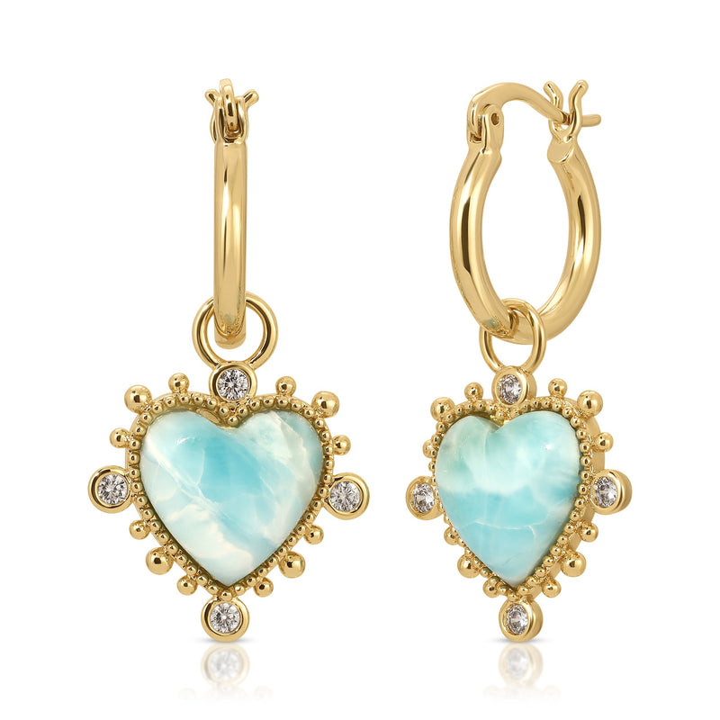 Heavenly Heart Hoops - Larimar