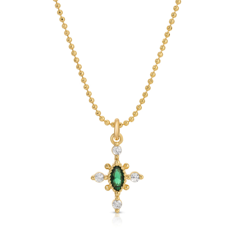 Victoria Cross necklace - emerald