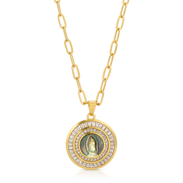 Mother Mary Necklace - Black Pearl