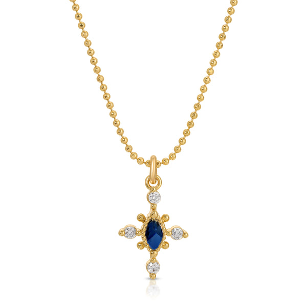 Victoria Cross necklace - sapphire