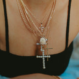 Vivian Pearl Cross Necklace